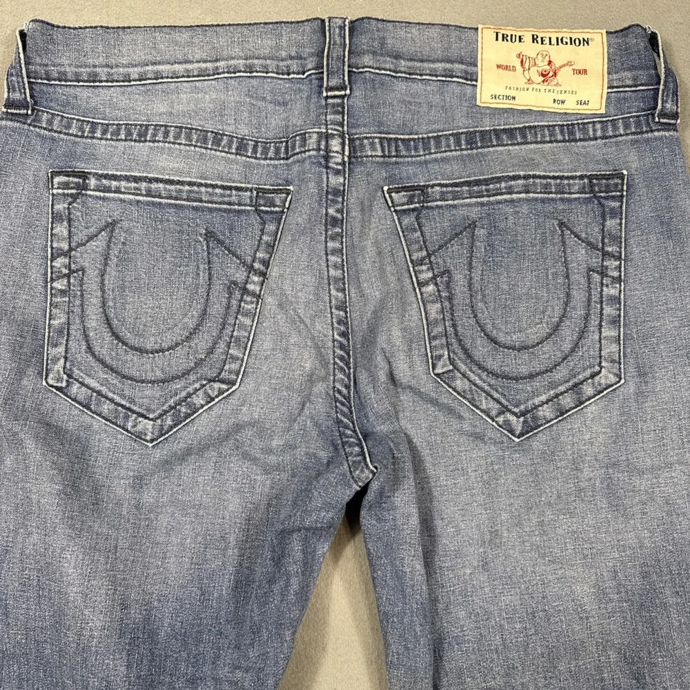 True Religion Jeans Men's 34/25 Ricky RELAXED Straight Light Wash WHISKERING